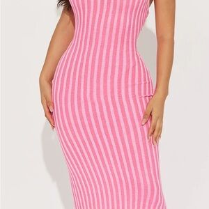2 for $25! Pink Striped Sleeveless Dress